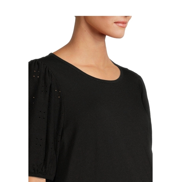 TIME AND TRU BLACK EYELET SHORT SLEEVE MATERNITY TOP - Picture 5 of 9